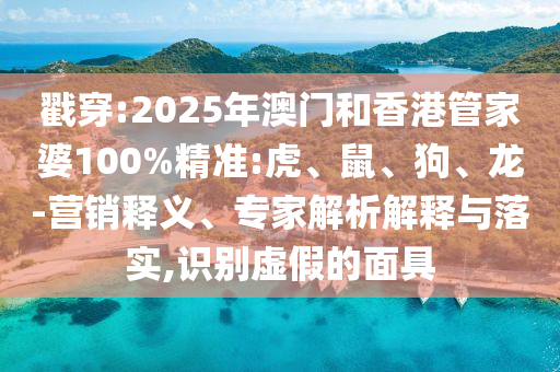 戳穿:2025年澳門和香港管家婆100%精準:虎、鼠、狗、龍-營銷釋義、專家解析解釋與落實,識別虛假的面具